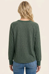Olive Brushed Knit Long Sleeve Top