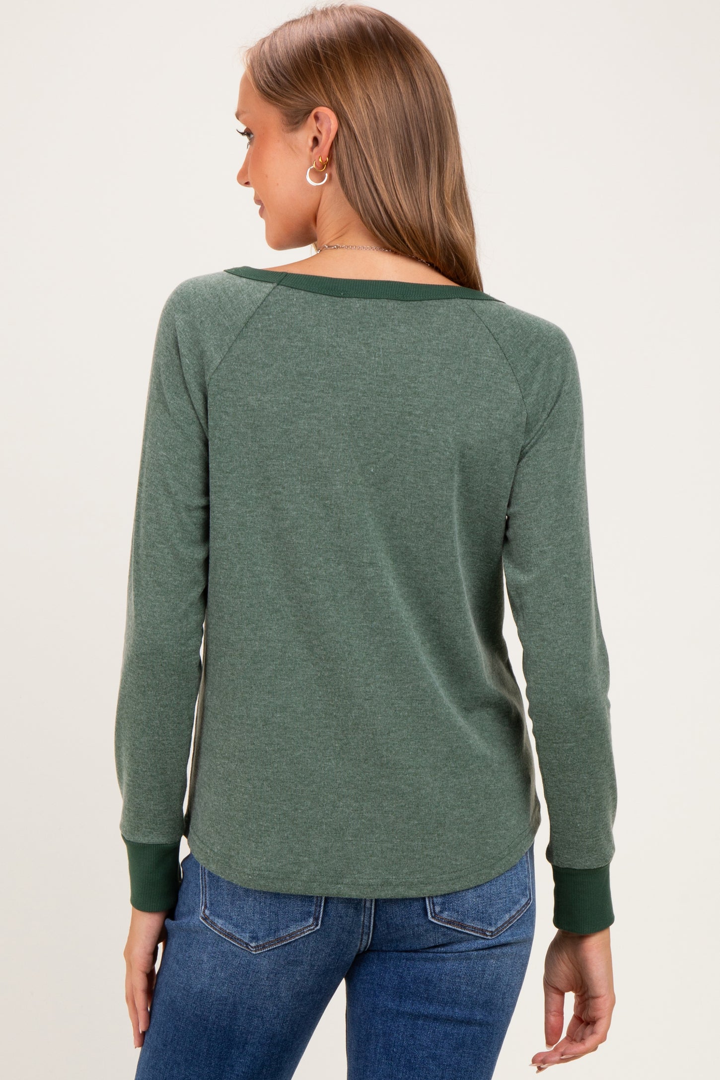 Olive Brushed Knit Long Sleeve Maternity Top