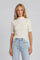 Ivory Funnel Neck Elbow Sleeve Top