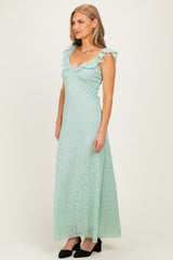 Aqua Textured Short Sleeve Sweetheart Maxi Dress