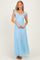 Light Blue Textured Short Sleeve Sweetheart Maxi Dress