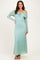 Seafoam Lace Off Shoulder Long Sleeve Maxi Dress