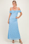 Light Blue Lace Off Shoulder Maxi Dress