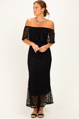 Black Off Shoulder Lace Maxi Dress
