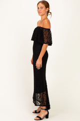 Black Off Shoulder Lace Maxi Dress