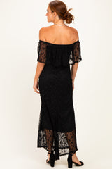 Black Off Shoulder Lace Maxi Dress