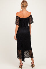 Black Off Shoulder Lace Maternity Maxi Dress
