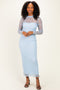 Light Blue Lace Mock Neck Long Sleeve Maternity Maxi Dress