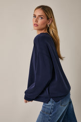 Navy Side Pocket Pullover Top