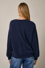 Navy Side Pocket Pullover Top