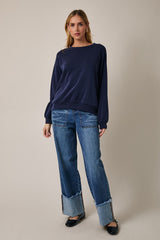 Navy Side Pocket Pullover Top