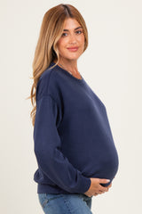 Navy Side Pocket Maternity Pullover Top