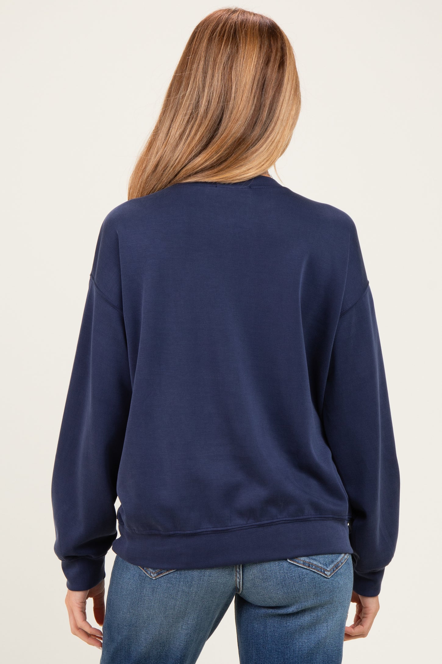 Navy Side Pocket Maternity Pullover Top