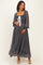 Black Dot Smocked Ribbon Tie Ruffle Maternity Maxi Dress