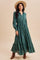 Emerald Teal Pleated Front Button Down Maxi Dress