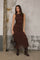 Dark Brown Lace Ruched Midi Tank Dress