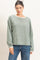 Green Striped Boat Neck Long Sleeve Top