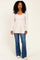 Cream Scoop Neck Button Front Long Sleeve Babydoll Top