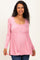 Mauve Scoop Neck Button Front Long Sleeve Babydoll Maternity Top