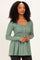 Sage Scoop Neck Button Front Long Sleeve Babydoll Top