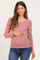 Red Pinstriped Scoop Neck Maternity Henley Top