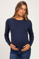 Indigo Solid Basic Maternity Sweater