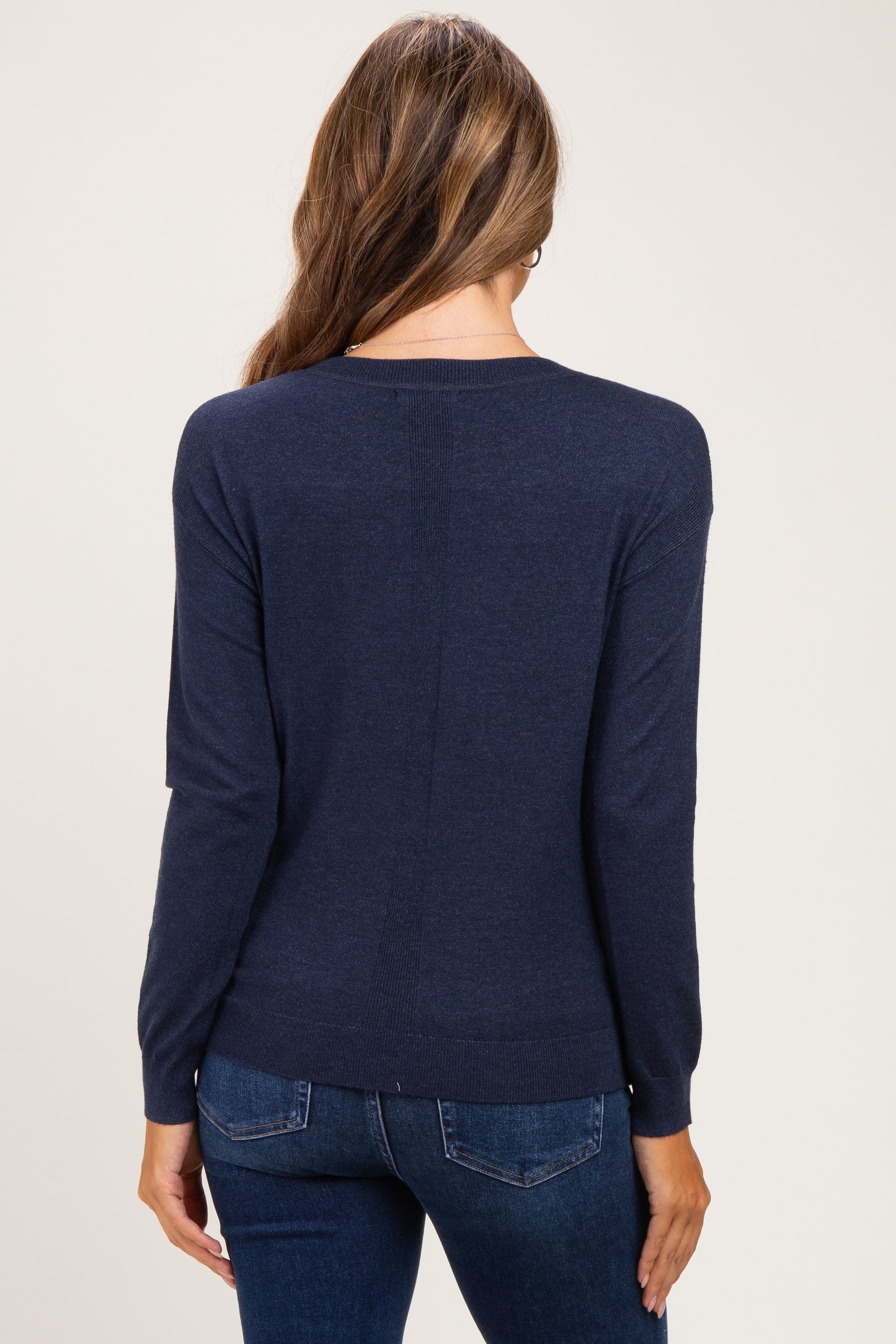 Indigo Solid Basic Maternity Sweater