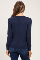 Indigo Solid Basic Maternity Sweater