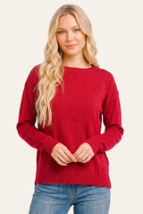 Red Solid Basic Sweater