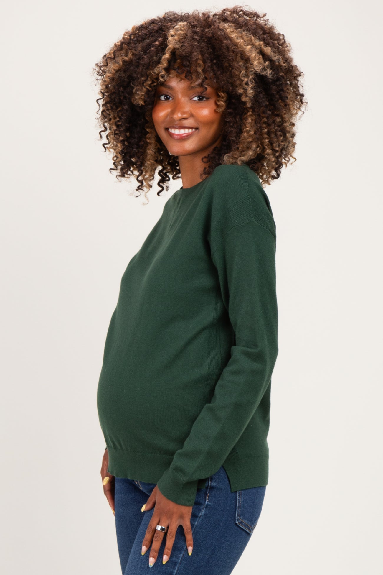 Forest Solid Basic Maternity Sweater