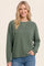 Olive Mini Waffle Knit Relaxed Fit Sweater