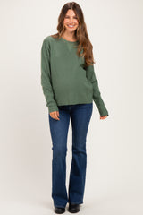 Olive Mini Waffle Knit Relaxed Fit Maternity Sweater