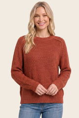 Rust Waffle Textured Sweater