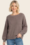 Mocha Balloon Sleeve Boat Neck Sweater