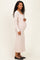 Beige Scoop Neck Long Sleeve Maternity Midi Dress