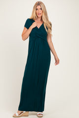 PinkBlush Hunter Green Draped Nursing Maxi Dress