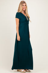 PinkBlush Hunter Green Draped Nursing Maxi Dress