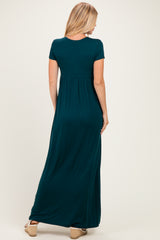 PinkBlush Hunter Green Draped Nursing Maxi Dress