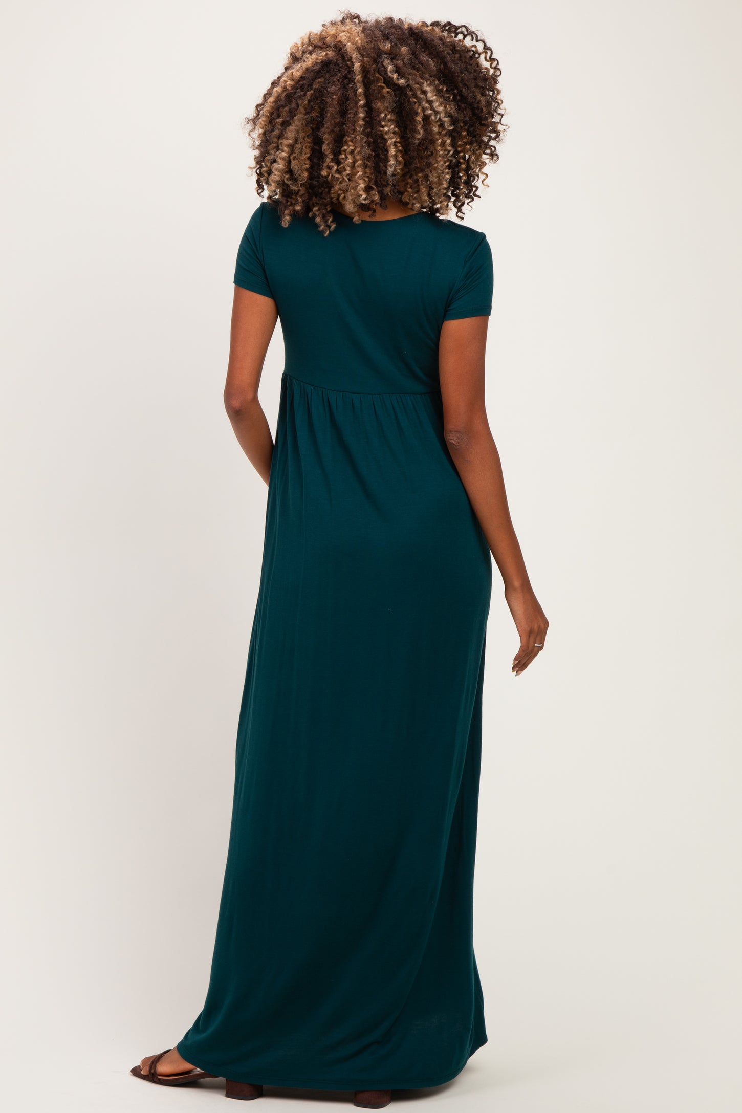 PinkBlush Hunter Green Draped Maternity/Nursing Maxi Dress