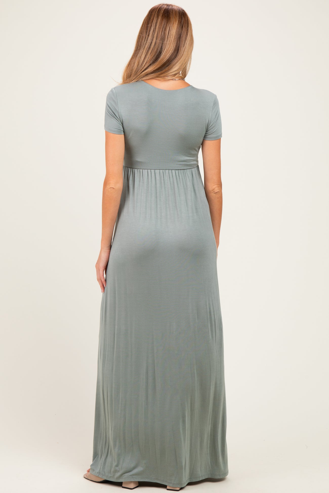 PinkBlush Teal Draped Maternity/Nursing Maxi Dress