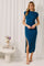 Dark Teal Wide Rib Side Slit Midi Dress