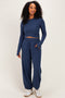Smoky Navy Cropped Long Sleeve Pant Set