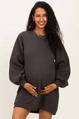 Ash Oversized Bubble Sleeve Maternity Sweatshirt Dress