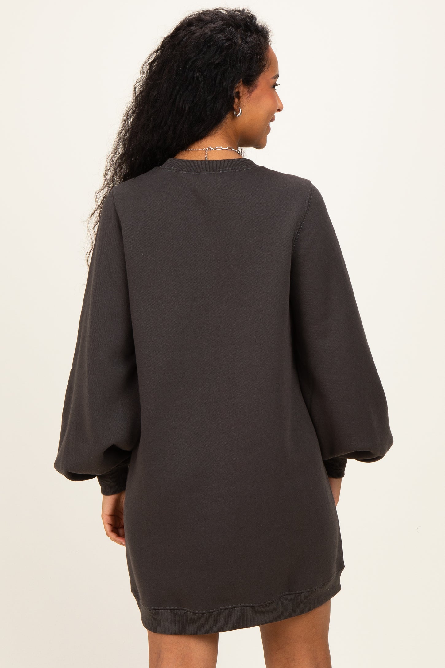 Ash Oversized Bubble Sleeve Maternity Sweatshirt Dress