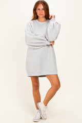 Grey Marl Oversized Bubble Sleeve Maternity Sweatshirt Dress