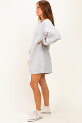 Grey Marl Oversized Bubble Sleeve Sweatshirt Dress