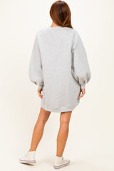 Grey Marl Oversized Bubble Sleeve Sweatshirt Dress