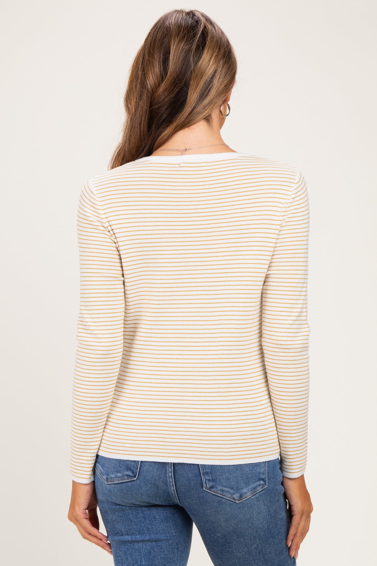 Ivory Mustard Basic Pinstripe Maternity Sweater
