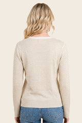 Ivory Mustard Basic Pinstripe Sweater