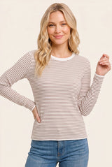Ivory Copper Basic Pinstripe Maternity Sweater